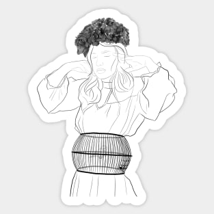 I Will Fly Someday Surreal Woman Portrait Line Art Sticker